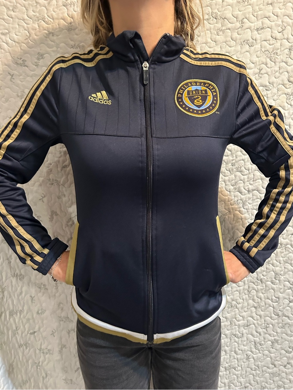 Adidas Unisex Philadelphia Union Navy and Gold Track Jacket - Picture 4 of 5